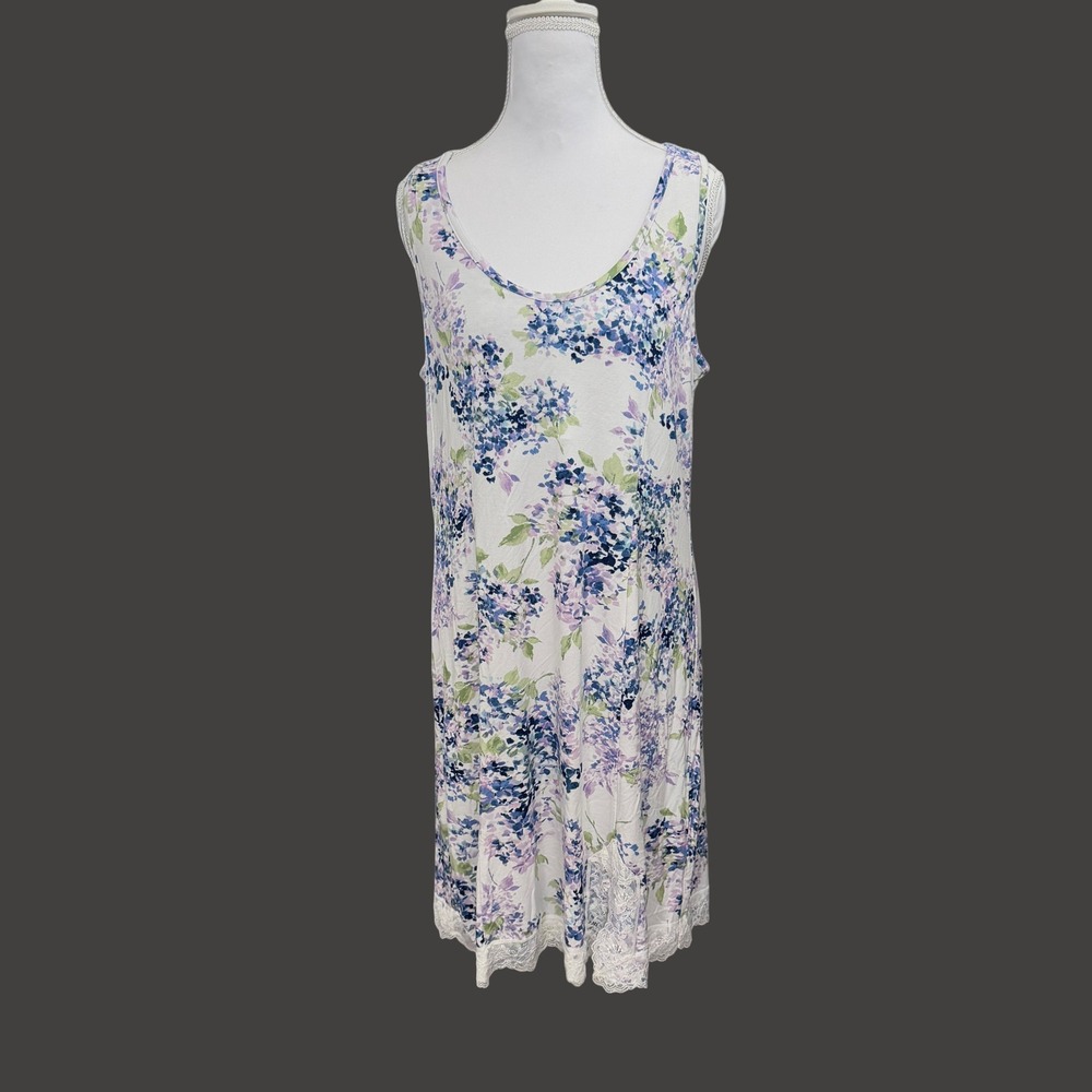 Soft Surroundings Tranquility Bamboo Robe & Nightgown M Soft Floral Sleepwear - Picture 5 of 15